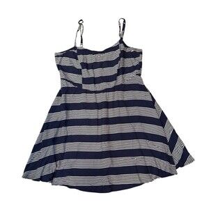 Torrid‎ Women's Size 2 Navy Striped Challis Skater Spaghetti Strap Summer Dress